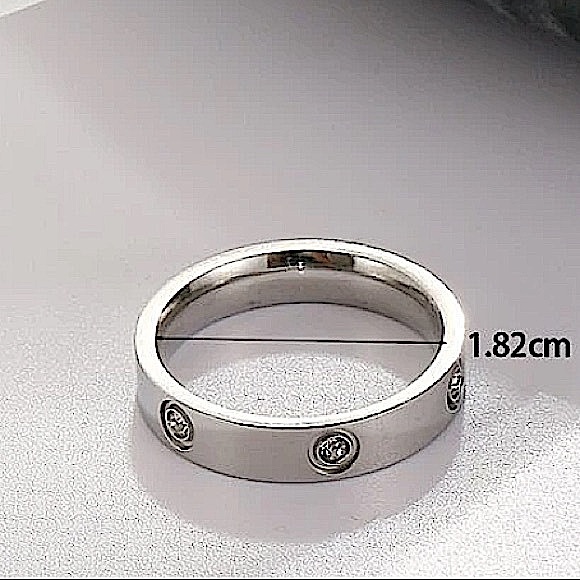 WHITE GOLD PLATED LOVE STONE RING - Picture 3 of 3